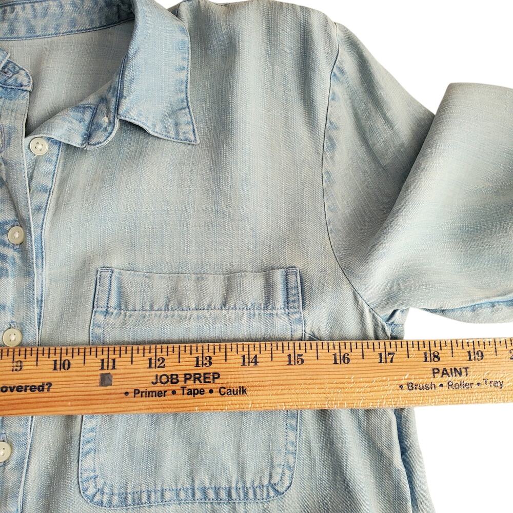 Loft Tencel Chambray Shirt Dress S Midi Coastal Preppy Casual Career Neutral NEW - Picture 6 of 8
